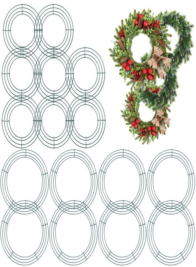 هوتوب مجموعة هوتوب المكونة من 16 قطعة من إطارات أكاليل عيد الميلاد السلكية، مقاس 12 و14 بوصة، مصنوعة من أسلاك معدنية، على شكل حلقات زهور دائرية، مثالية لصنع الحرف اليدوية، وتزيين رأس السنة وعيد الحب. - Image 1