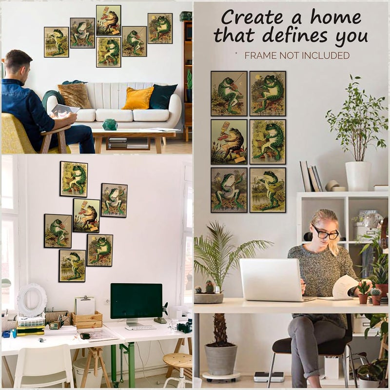 97 Decor Frog Poster - Retro Wall Art Print With Positive Quote for Living Room, Bedroom, Kids Room - Canvas Home Decor Gift - Image 4