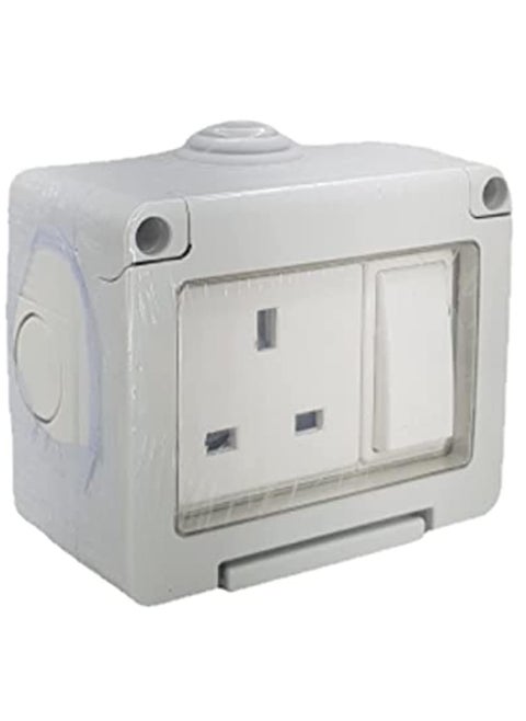 Outdoor Waterproof Weatherproof Switch Socket IP55 Grey (SINGLE SOCKET UK-13A)