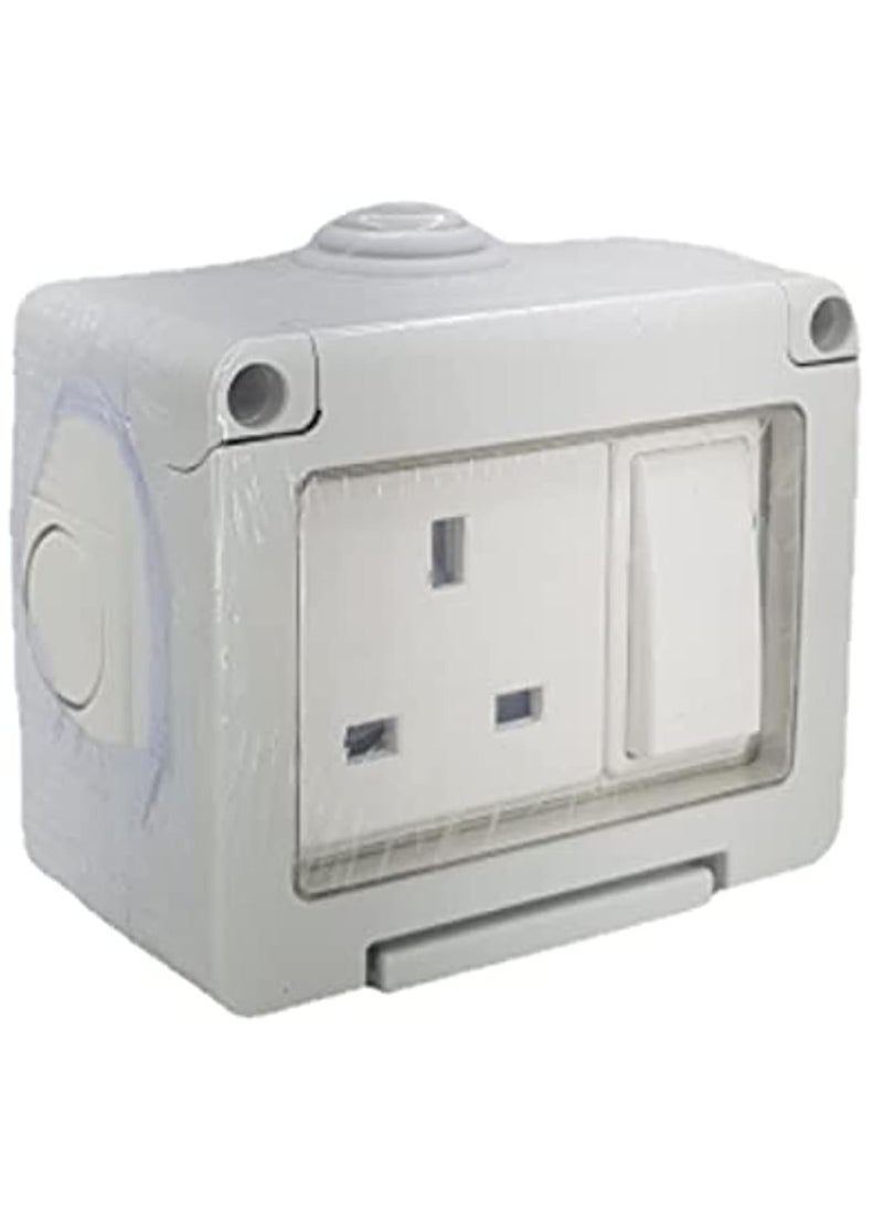 HASANAT ESSENTIALS Outdoor Waterproof Weatherproof Switch Socket IP55 Grey (SINGLE SOCKET UK-13A)  - Image 1