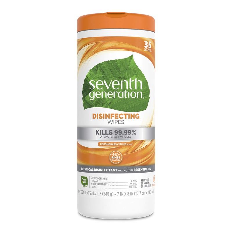 Seventh Generation Disinfecting Multi-Surface Wipes, Lemongrass Citrus Scent, 35 Wipes - Image 1