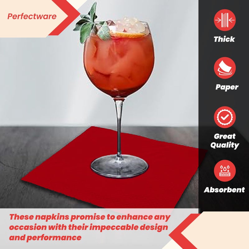 Perfectware - PW-2 Ply Red Bev-250 2 Ply Red Beverage Napkins- Pack of 250ct - Image 5
