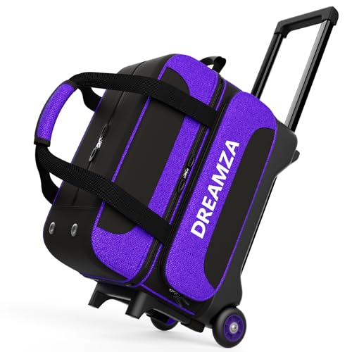 DREAMZA 2 Ball Bowling Bag with Wheels, Double Bowling Ball Bag 2 Ball Roller w/Separate Compartment for Shoes Up to US Mens Size 16, w/Retractable Handle Extends to 40" & Accessories Pocket - Image 1