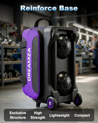DREAMZA 2 Ball Bowling Bag with Wheels, Double Bowling Ball Bag 2 Ball Roller w/Separate Compartment for Shoes Up to US Mens Size 16, w/Retractable Handle Extends to 40" & Accessories Pocket - Image 5