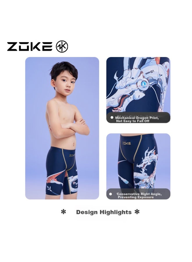 Zoke Youth Boys Professional Training Compeion Racing Jammer 124526884-2 Deep Blue With Chinese Dragon 140 - Image 3