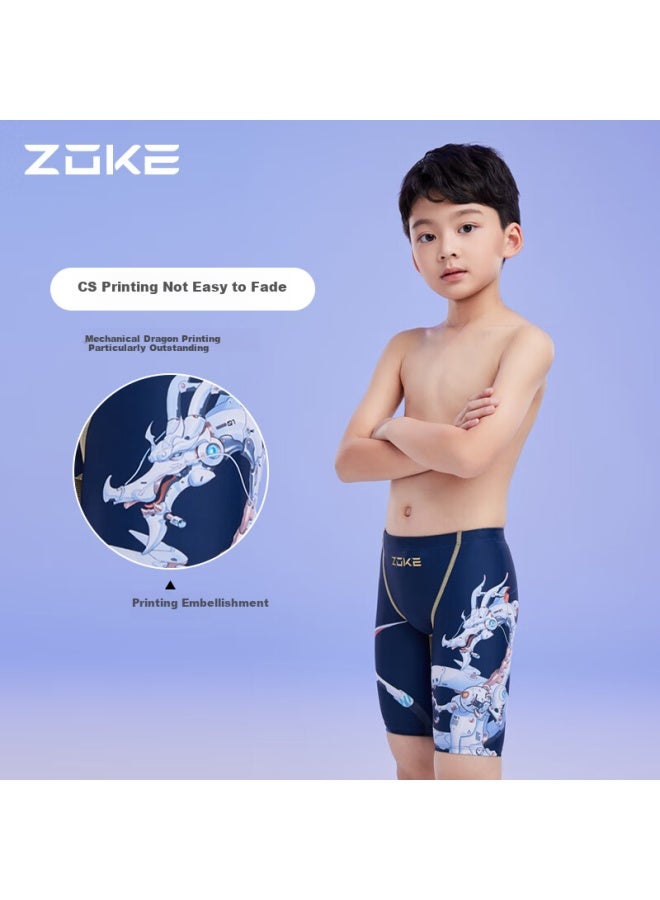 Zoke Youth Boys Professional Training Compeion Racing Jammer 124526884-2 Deep Blue With Chinese Dragon 140 - Image 1