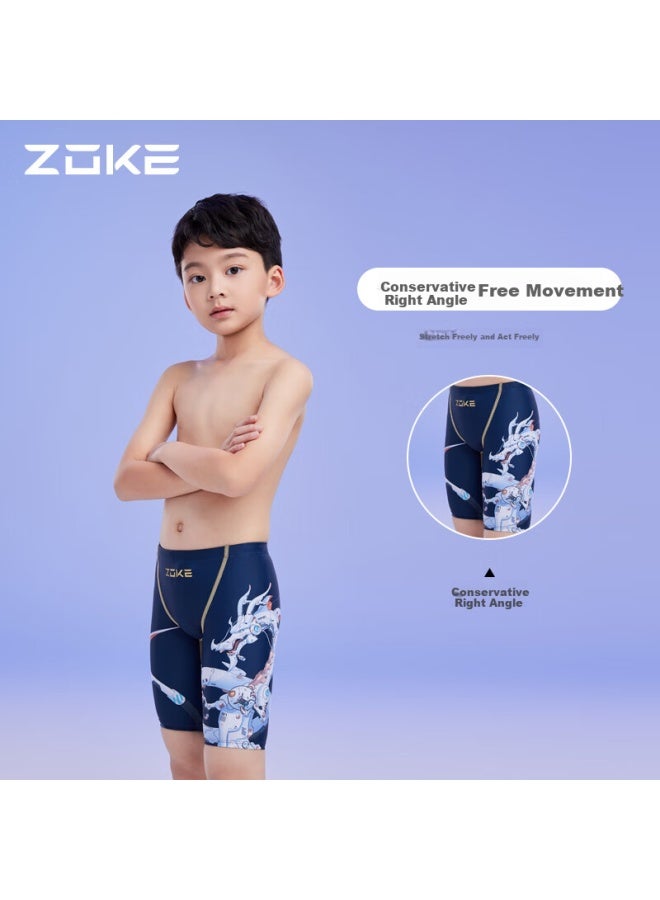 Zoke Youth Boys Professional Training Compeion Racing Jammer 124526884-2 Deep Blue With Chinese Dragon 140 - Image 2