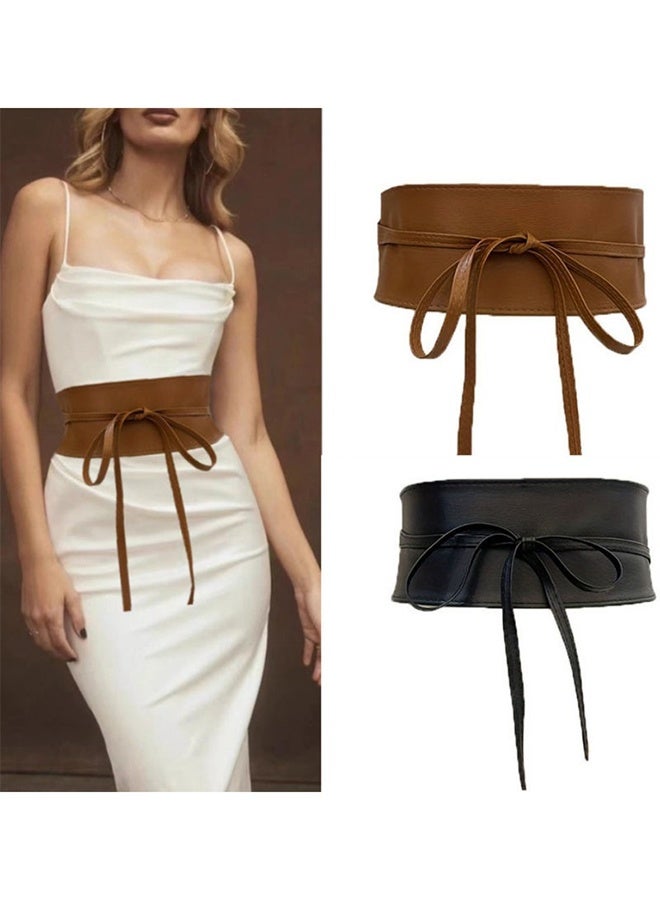 جيفت حزام نسائي عتيق مطاطي، حزام جلدي للجينز، والفساتين، وحزام البنطلونات، وحزام خصر مرن عريض للنساء، وحزام لفساتين السهرة، وحزام أنيق بتصميم منحني. - Image 1