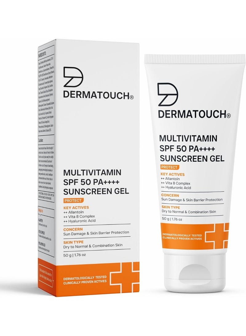 DERMATOUCH Multivitamin Spf 50 Pa+++ Sunscreen Gel For All Skin Types | Uva-Uvb Protection |Zero White Cast | Unisex | 50G