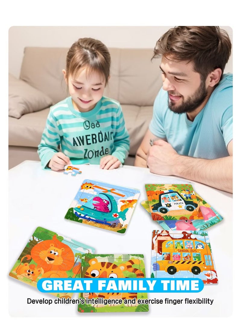 6 Piece Preschool Educational and Learning Animal Jigsaw Puzzle Toy Gift Set Toddler Puzzles Party Favors for Girls and Boys(Portable Travel Puzzles) - Image 2