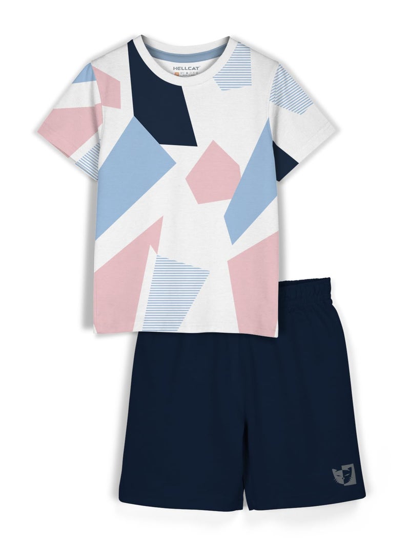 HELLCAT Boys Dress Clothing Set Combo with Tshirts & Shorts - Pack 1 White6 5-6 Years - Image 1