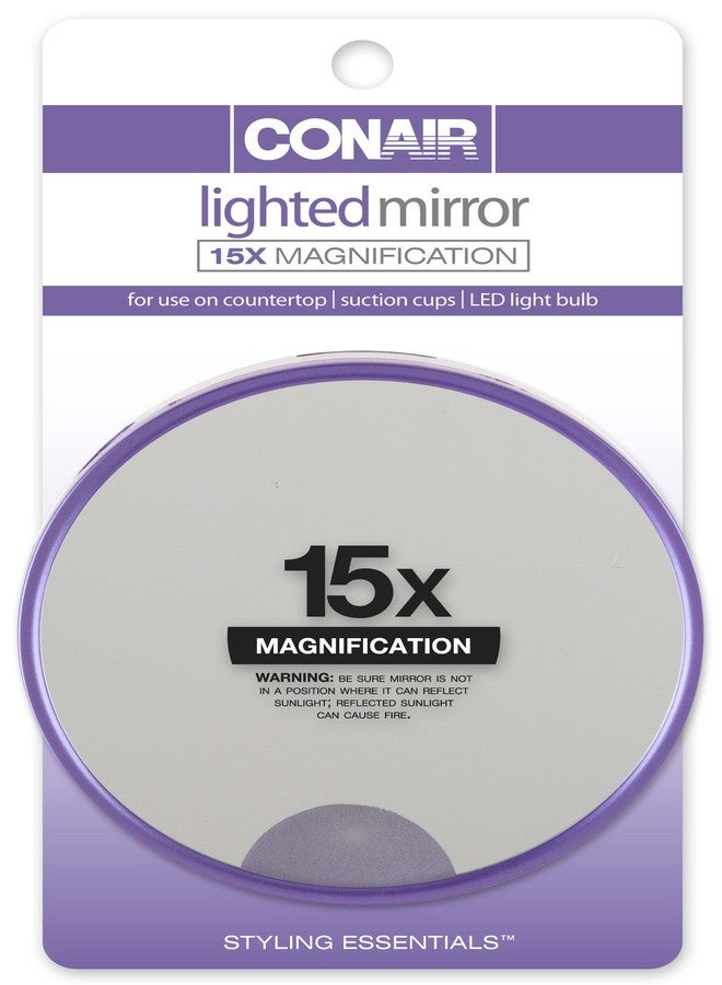 Conair 15x Magnification Lighted Suction Cup Mirror, Colors May Vary (Pack of 2) - Image 1