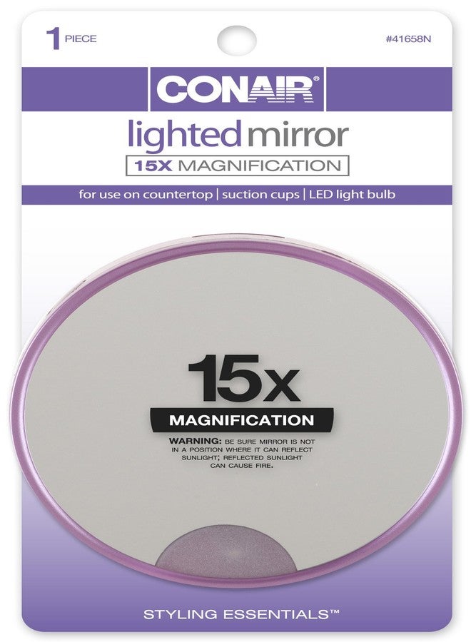 Conair 15x Magnification Lighted Suction Cup Mirror, Colors May Vary (Pack of 2) - Image 2