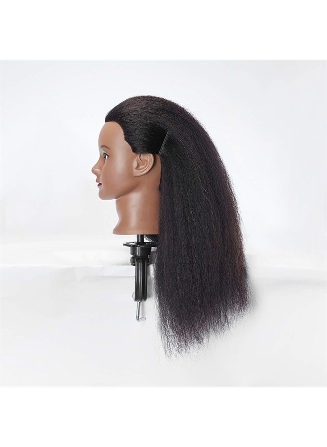 Hairlink 100% Real Hair Afro Mannequin Head Hairdresser Hair Styling Training Head Dolls for Cosmetology Manikin Maniquins Practice Head with Stand (6611B0216) - Image 4