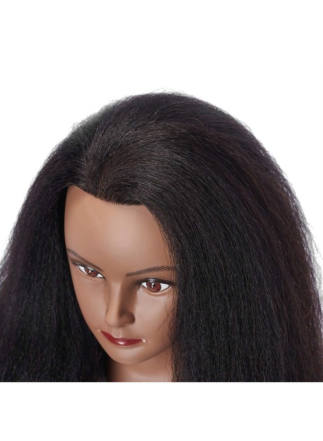 Hairlink 100% Real Hair Afro Mannequin Head Hairdresser Hair Styling Training Head Dolls for Cosmetology Manikin Maniquins Practice Head with Stand (6611B0216) - Image 3