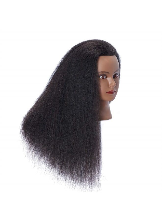 Hairlink 100% Real Hair Afro Mannequin Head Hairdresser Hair Styling Training Head Dolls for Cosmetology Manikin Maniquins Practice Head with Stand (6611B0216) - Image 2