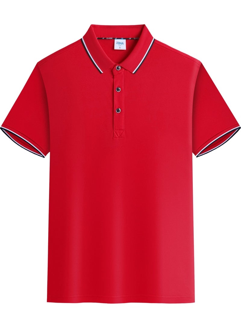 YEL PRO Men Quick Dry Breathable Elastic T-Shirt Red - Image 1