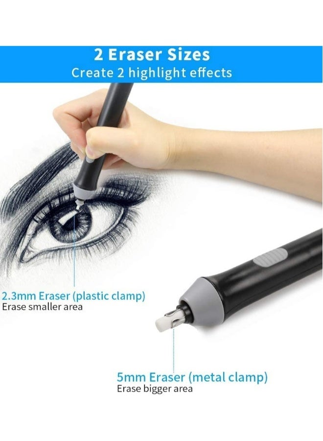 Generic Battery Operated Electric Eraser Kit with 22 Replaceable Rubbers for Artists, Portable Automatic Eraser for Sketching, Drafting, and Drawing Pencils  - Image 3