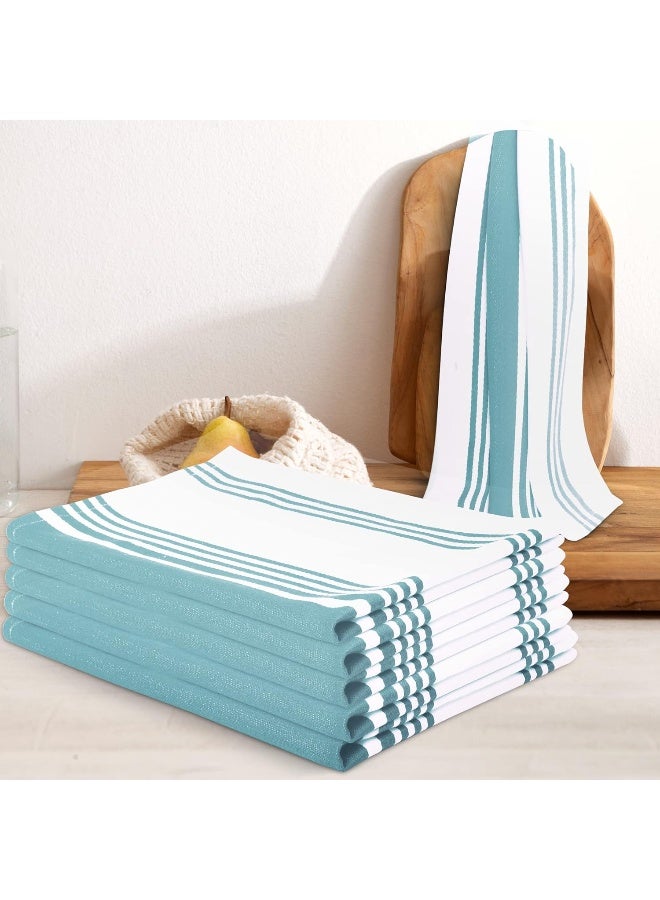 Urban Villa  Kitchen Towel Aqua/White Trendy Stripes Set 7  - Image 1
