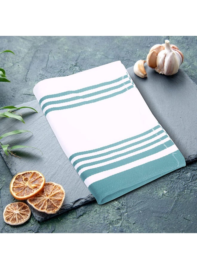Urban Villa  Kitchen Towel Aqua/White Trendy Stripes Set 7  - Image 2