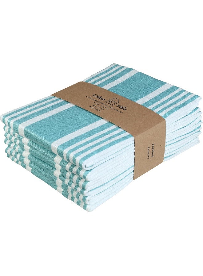 Urban Villa  Kitchen Towel Aqua/White Trendy Stripes Set 7  - Image 5