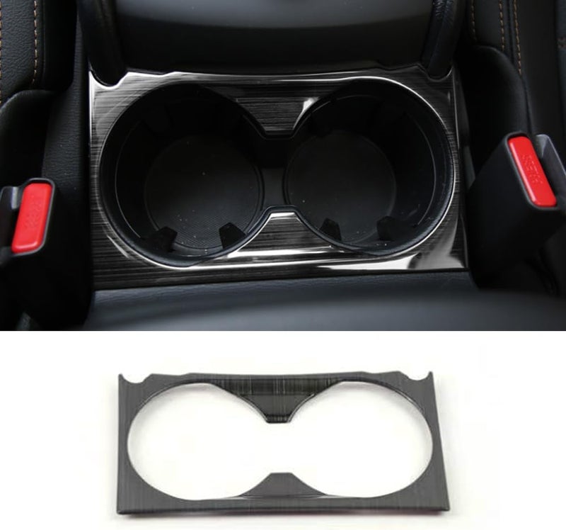 ERIDANUS Front Water Cup Holder Frame Cover Trim for Mazda CX-5 (2017-2024) - Black Stainless Steel - Image 1
