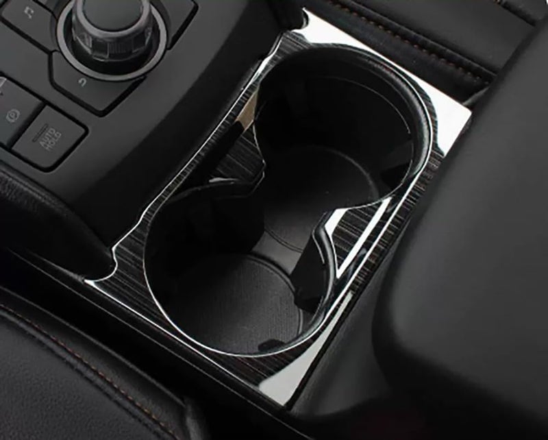ERIDANUS Front Water Cup Holder Frame Cover Trim for Mazda CX-5 (2017-2024) - Black Stainless Steel - Image 3