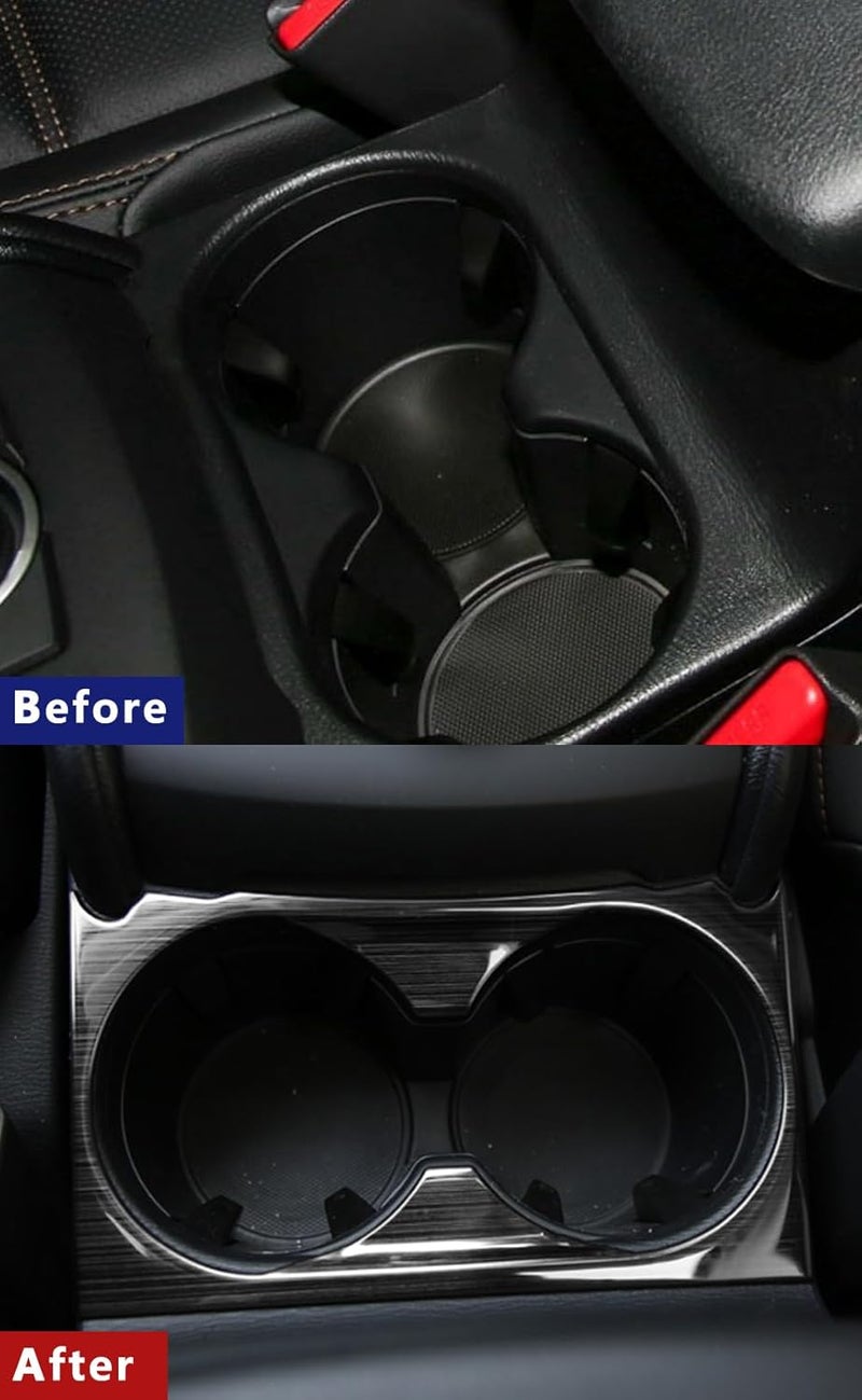 ERIDANUS Front Water Cup Holder Frame Cover Trim for Mazda CX-5 (2017-2024) - Black Stainless Steel - Image 2