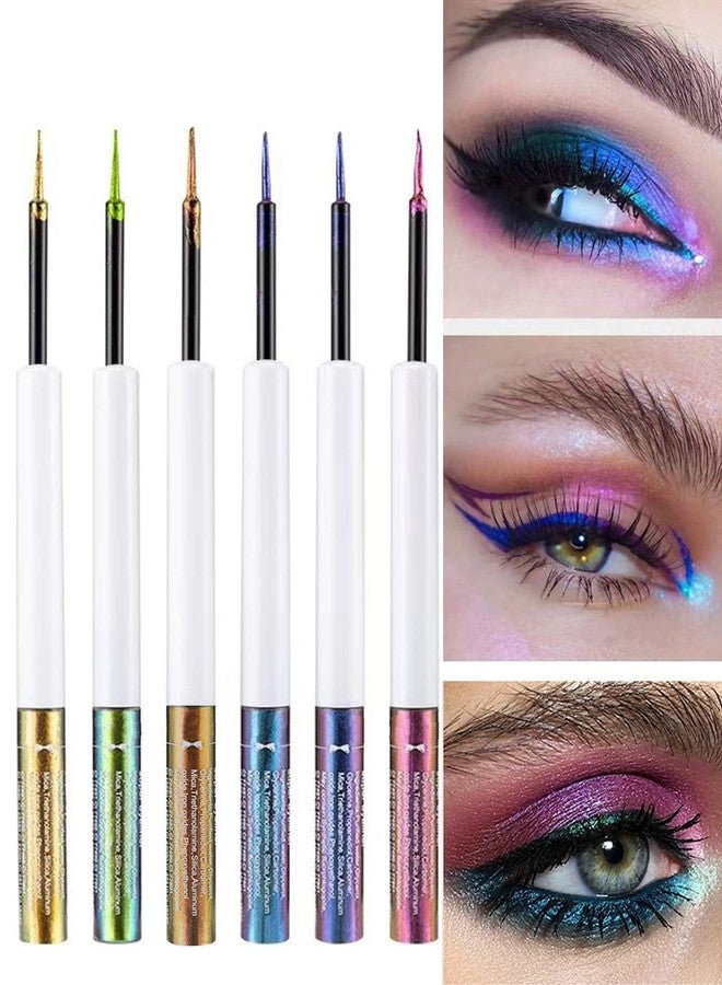 LYSdefeu Chameleon Glitter Eyeliner Liquid - 1Pcs Green Metallic High-Pigmented Colored Makeup Glitter Pen for Eye Liner Eyeshadow, Ultra-Fine Tip Multichrome Eyeliner,Women's Day Makeup Gift for Women- 02# - Image 5