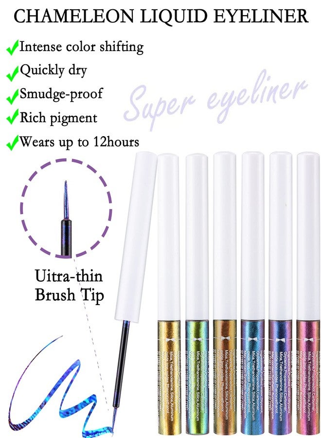 LYSdefeu Chameleon Glitter Eyeliner Liquid - 1Pcs Green Metallic High-Pigmented Colored Makeup Glitter Pen for Eye Liner Eyeshadow, Ultra-Fine Tip Multichrome Eyeliner,Women's Day Makeup Gift for Women- 02# - Image 4