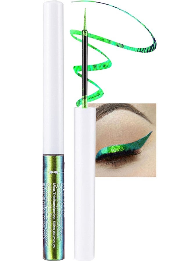 LYSdefeu Chameleon Glitter Eyeliner Liquid - 1Pcs Green Metallic High-Pigmented Colored Makeup Glitter Pen for Eye Liner Eyeshadow, Ultra-Fine Tip Multichrome Eyeliner,Women's Day Makeup Gift for Women- 02# - Image 1