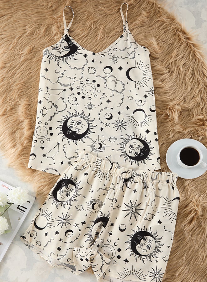 trendyol Ecru Galaxy Shally Woven Pajama Set THMSS23PT00006 - Image 1