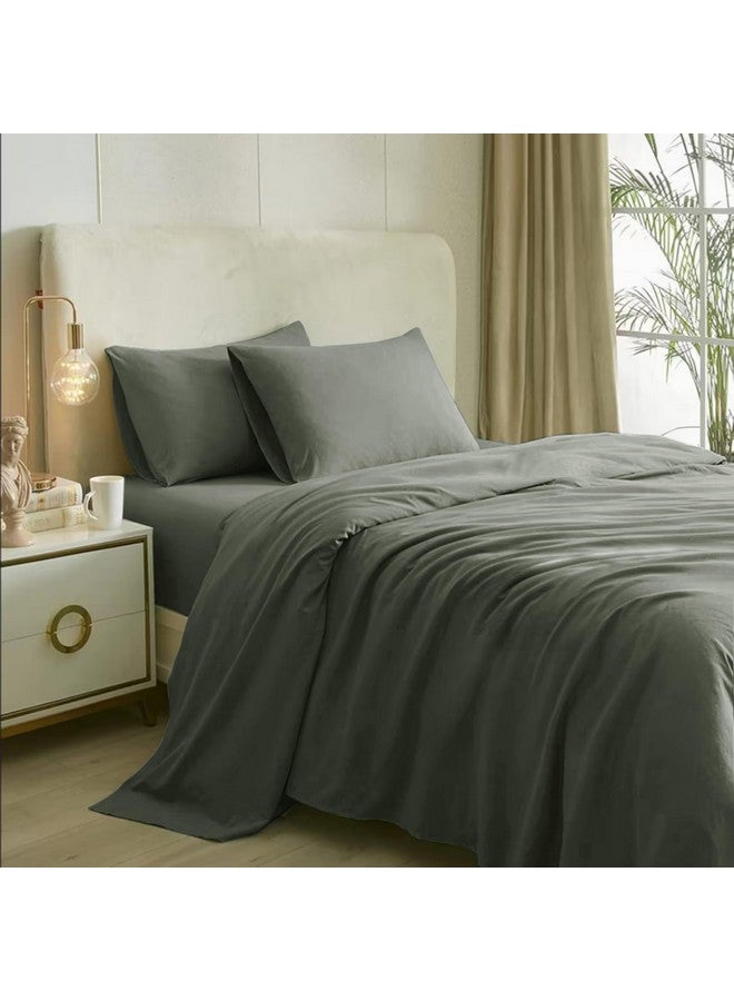 Naksh Queen Size Bedsheet Cotton 210 TC Plain, Grey | 1 Cotton Bedsheets for Queen Size Bed (88 x 100 Inch) and 2 Pillow Covers - Image 1