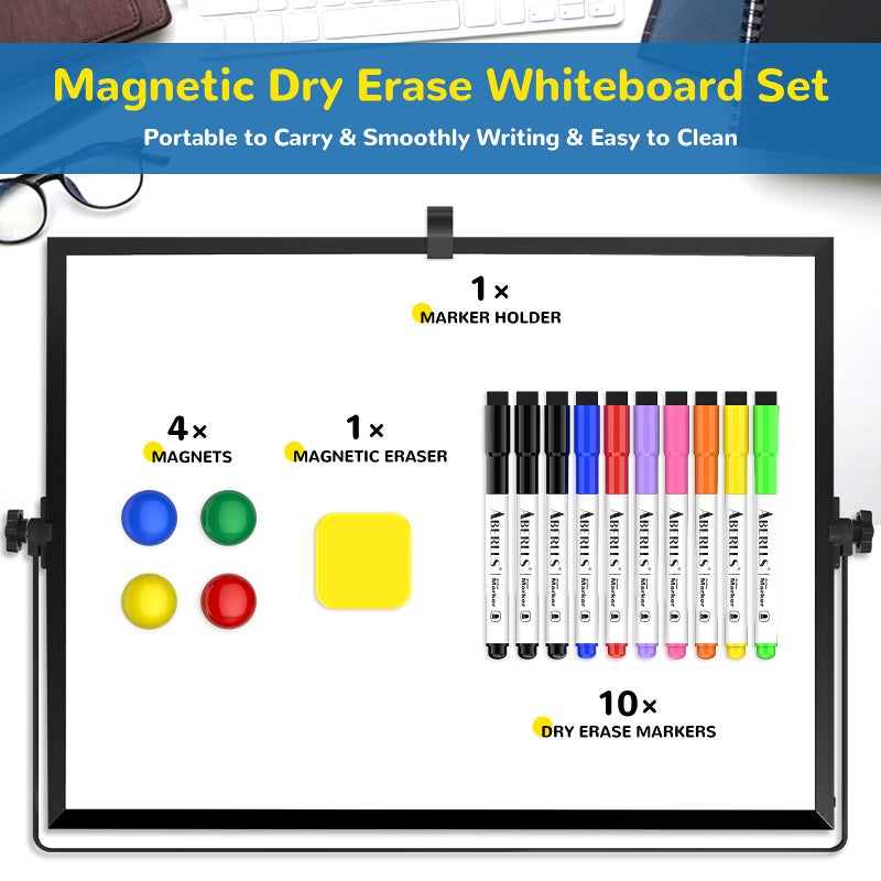 ABERLLS Small Monthly Calendar Dry Erase Whiteboard for Wall, 16in x 12in Magnetic Dry Erase Board, Hanging Double-Sided White Board, Portable Board for Drawing, Kitchen, Planning, Memo, School, Home, Office - Image 2