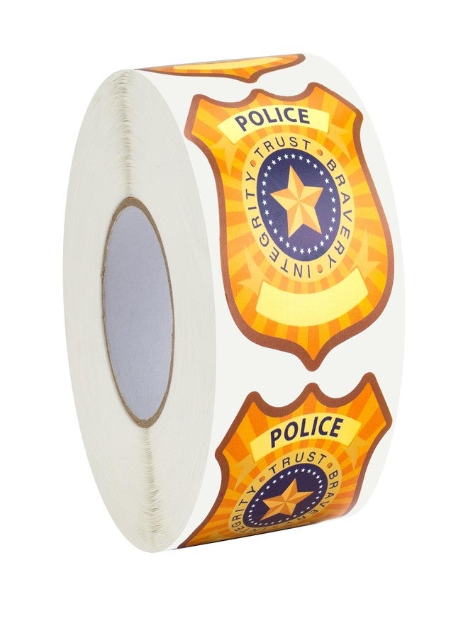 INKNOTE 600Pcs Police Badge Stickers for Kids Self Adhesive Name Tag for Theme Party Favor Supplies 2.36 X 1.97in Yellow - Image 1