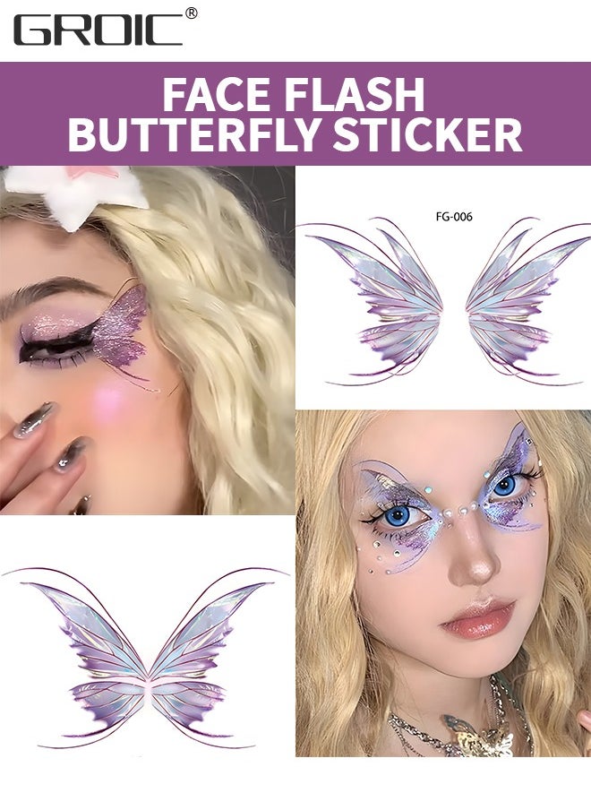 GROIC Glitter Temporary Tattoo for Girls 5 Sheets Temporary Tattoos,Colorful Butterfly Tattoos Butterflies Wings Tattoo Stickers Waterproof for Face Makeup Birthday Party  - Image 3