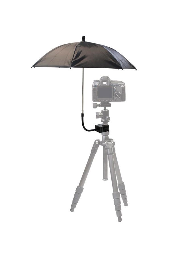 SnowTing Umbrella Chair Clamp for Cameras, Flexible Adjustable Gooseneck Camera Rain Cover, Tripod Sun Shade Umbrella for Outdoor Photographing, Filming, Live Streaming, 20 Inch Diameter, Black - Image 1