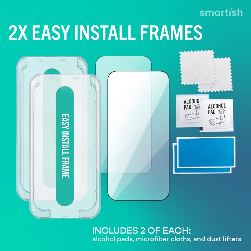 SmartishÂ® iPhone 17 Pro Max Screen Protector - 2-Pack Tempered Glass Screen Protectors - Tuff Sheet - 9H Easy Install Frame [Scratch Resistant] Case-Friendly- Dynamic Island for Apple iPhone 17 Pro Max - Image 5