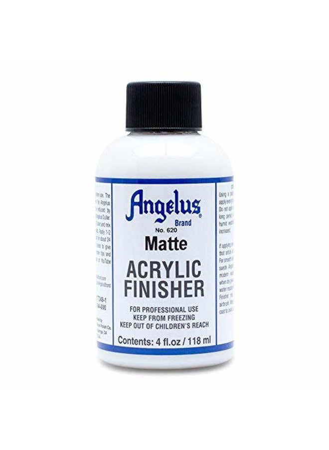 Matte Acrylic Finisher – Flexible Clear Coat for Leather Shoes, Bags, Jackets & Accessories, Matte Finish for Leather Craft & Restoration. No. 620-4 fl oz