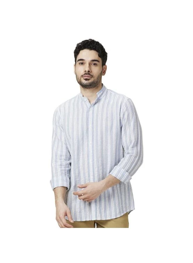 بيينغ هيومان Mens Light Blue Collared Long Sleeve Shirt