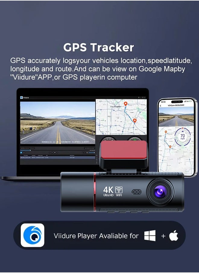 3 Channel Car DVR UHD 3840*2160 4K 3-Lens Inside Vehicle Dash Cam Recorder Video Registrator GPS Camcorder Free 64GB SD Card