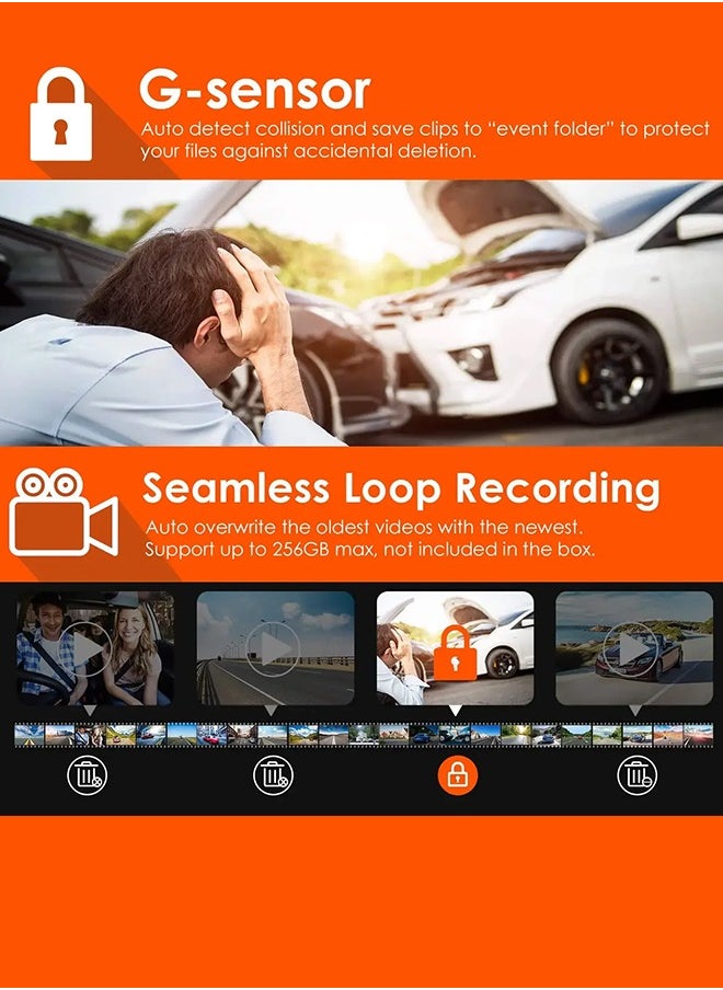 Digisand 3 Channel Car DVR UHD 3840*2160 4K 3-Lens Inside Vehicle Dash Cam Recorder Video Registrator GPS Camcorder Free 64GB SD Card  - Image 5