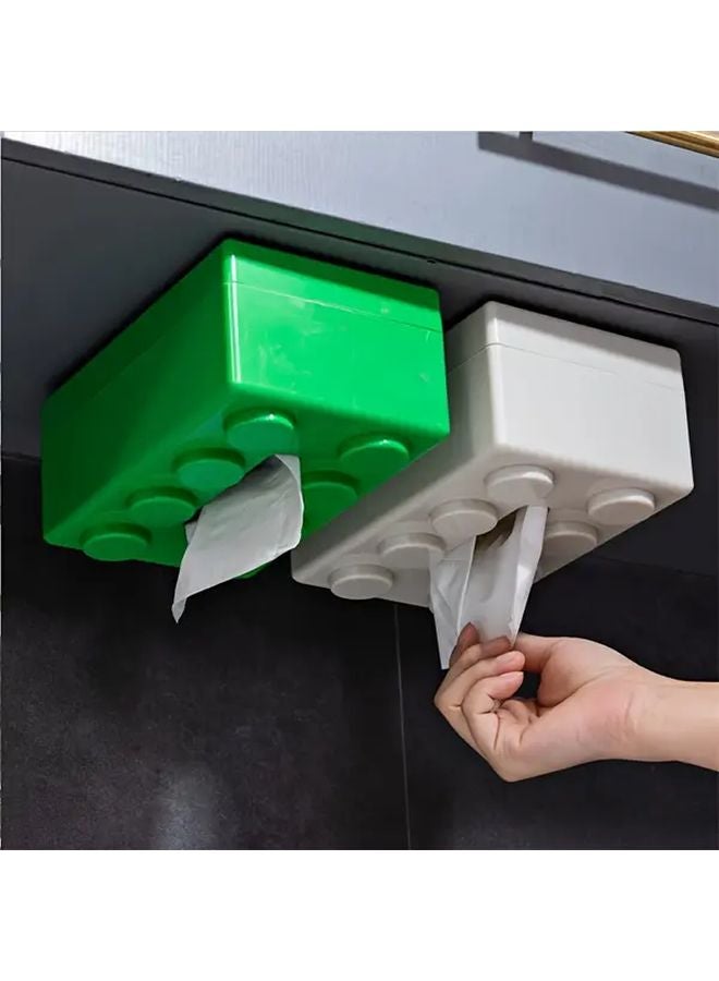 Building Block Tissue Box Black Modern Minimalist Design No Drill Hanging Durable ABS Plastic - Image 3