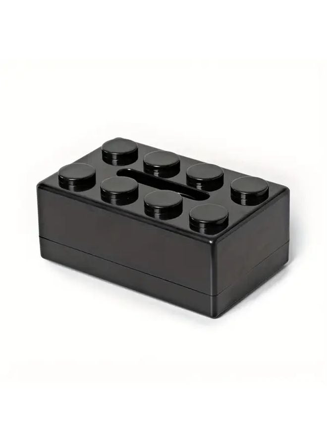 Building Block Tissue Box Black Modern Minimalist Design No Drill Hanging Durable ABS Plastic - Image 2