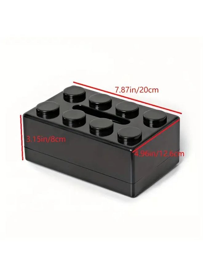 Building Block Tissue Box Black Modern Minimalist Design No Drill Hanging Durable ABS Plastic - Image 4