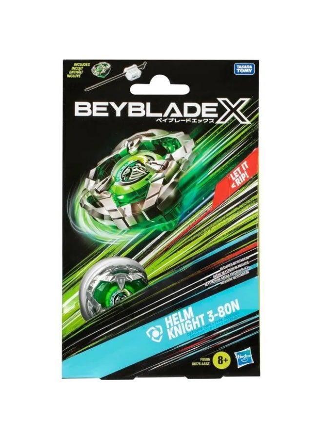 TAKARA TOMY Beyblade X Helm Knight 3-80N Starter Pack with Launcher | Authentic Takara Tomy Defense Type Spinning Top | X-Celerator Gear System | Ages 8+ - Image 2
