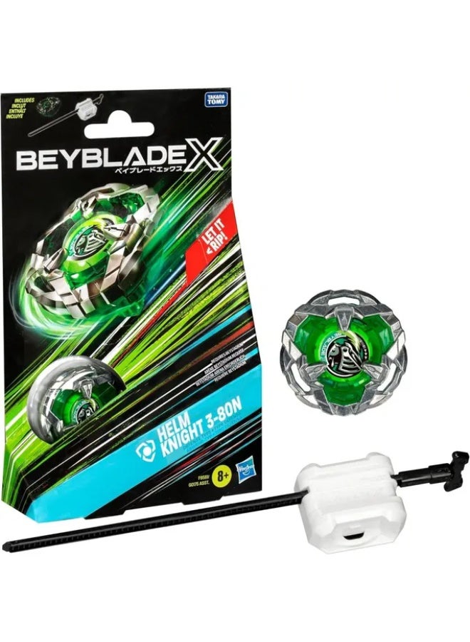 TAKARA TOMY Beyblade X Helm Knight 3-80N Starter Pack with Launcher | Authentic Takara Tomy Defense Type Spinning Top | X-Celerator Gear System | Ages 8+ - Image 1