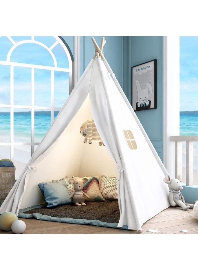 تابيت خيمة تيبي للأطفال، خيمة مخروطية صغيرة، خيمة لعب للأطفال، خيمة لعب قابلة للطي للفتيات، خيمة لعب خارجية لهدايا ألعاب الأطفال للأولاد والبنات - لا تتضمن حصيرة (أبيض) - Image 1