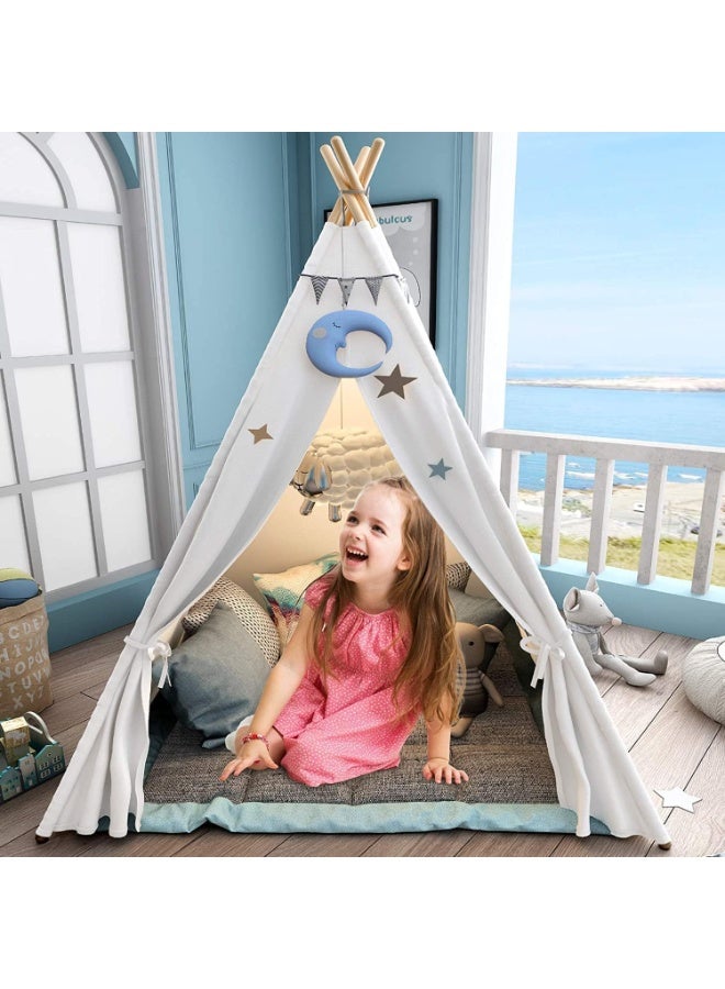تابيت خيمة تيبي للأطفال، خيمة مخروطية صغيرة، خيمة لعب للأطفال، خيمة لعب قابلة للطي للفتيات، خيمة لعب خارجية لهدايا ألعاب الأطفال للأولاد والبنات - لا تتضمن حصيرة (أبيض) - Image 2