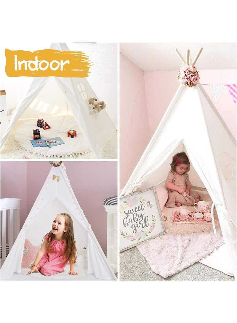 تابيت خيمة تيبي للأطفال، خيمة مخروطية صغيرة، خيمة لعب للأطفال، خيمة لعب قابلة للطي للفتيات، خيمة لعب خارجية لهدايا ألعاب الأطفال للأولاد والبنات - لا تتضمن حصيرة (أبيض) - Image 4